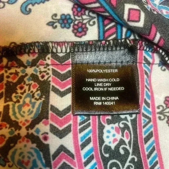 Open shoulder blouse in turquoise pink black & white size XL - Picture 5 of 5